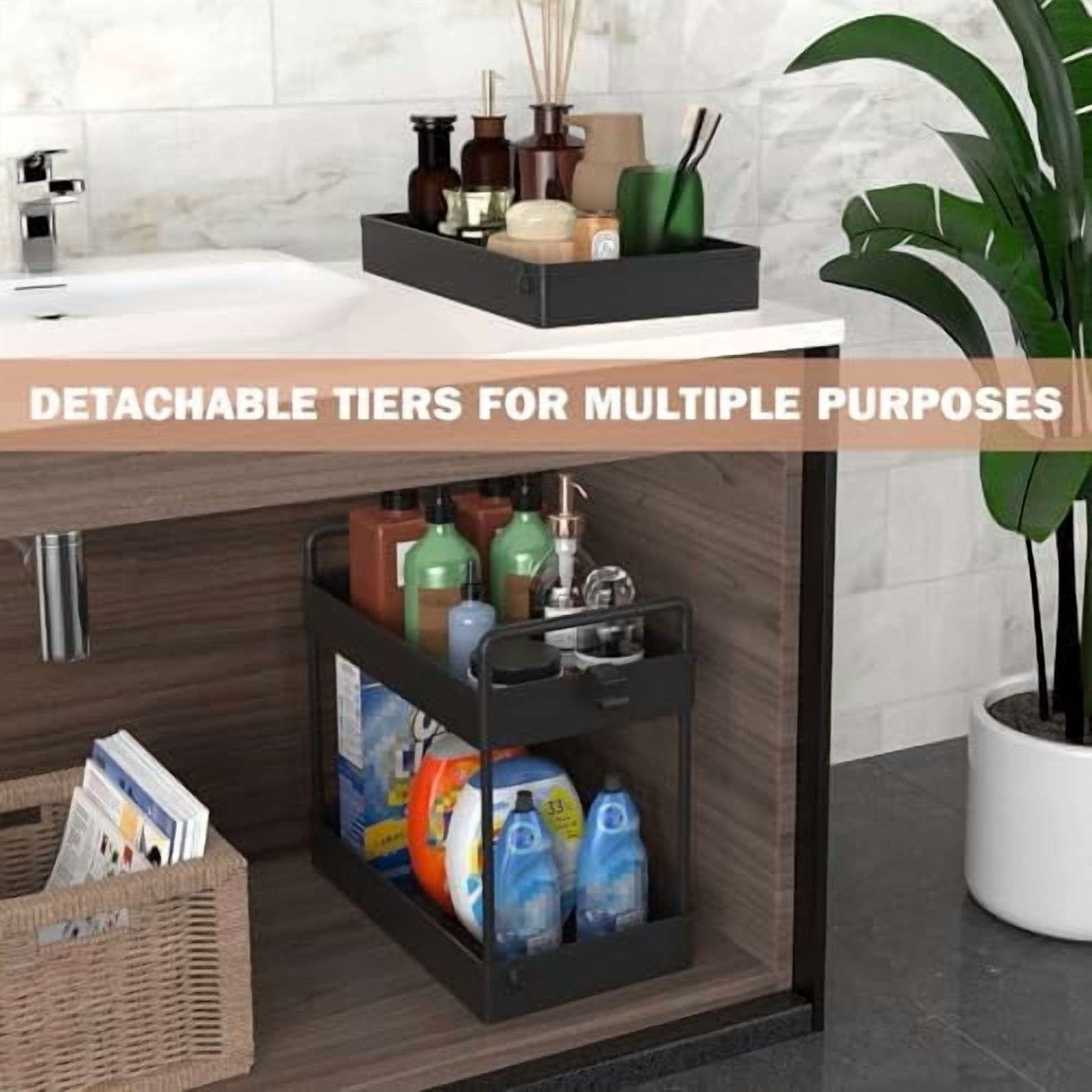 3 Tier Slim Rolling Storage Cart with Wheels Plastic Utility Cart Organizer for Snack Craft Art Postpartum Baby Diaper Nail Makeup in Bathroom Laundry Room Kitchen Bedside Narrow Space, Black
