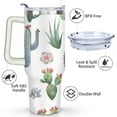 thumbnail image 3 of 40oz Watercolor Cactus Succulents Stainless Steel Flip Straw Tumbler Spill Proof Travel Cup Double Wall Vacuum Insulated Coffee Mug with Top Handle, 3 of 6