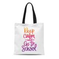 thumbnail image 1 of LADDKE Canvas Bag Resuable Tote Grocery Shopping Bags Saying Keep Calm and Go to School the Trend Calligraphy on White for Holiday Tote Bag, 1 of 1