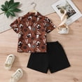 thumbnail image 5 of Duqingm Toddler Boy 4th of July Outfit Flag Star Print Button Shirts Elastic Waist Shorts 3T 4T 5T 6T 7T Toddler Summer Clothes Boys Baby Clothes Brown,6-7 Years, 5 of 5