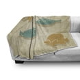 thumbnail image 3 of Fish and Wave Soft Flannel Fleece Throw Blanket, Aquarium Marine Ocean Themed Fishing Theme Vintage, Cozy Plush for Indoor and Outdoor Use, 50" x 60", Sand Brown Seafoam, by Ambesonne, 3 of 6