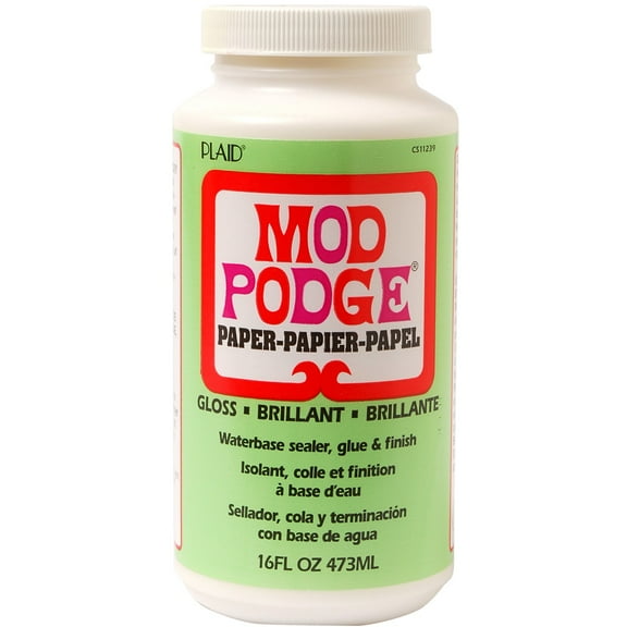 Mod Podge Paper Sealer, Glue, and Finish for Decoupage Projects, Gloss Finish, 16 fl oz, 1 Piece