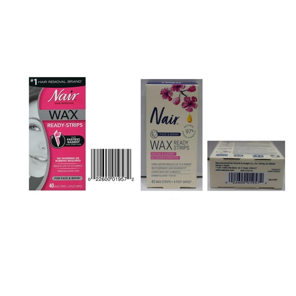 Nair Hair Remover Wax Ready- Strips 40 Count Face/Bikini By Nair