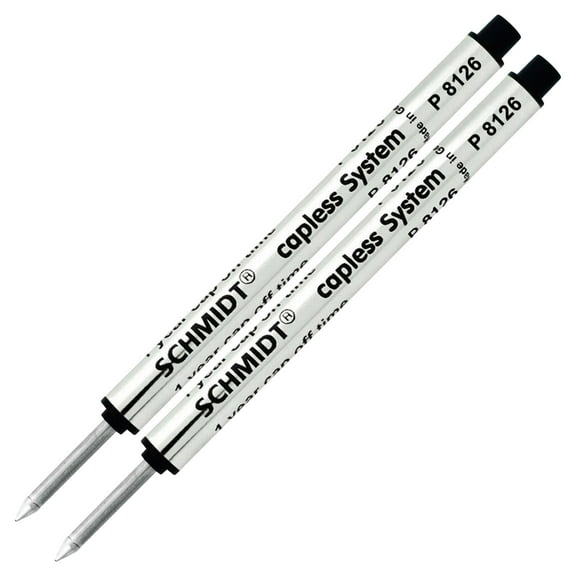 Schmidt P8126 Short Capless Rollerball Refill fits Retro 1951 Tornado (REF57P) - Black, Fine Point 0.6mm, 2 Pack (SC58119)