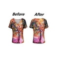 thumbnail image 3 of Hymorin 3D Print Women Color Contrast V Neck Short Sleeve T-Shirts, 3 of 4