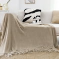 thumbnail image 6 of Btomtd 50"x68" Fringe Wool Blanket for Air Conditioning Afternoon Nap Sofa Throw Blanket Cozy Bed Blanket Warm Blanket, Khaki, 6 of 6