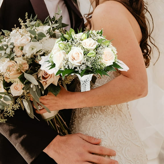 BESTOYARD White Foam Bouquet Holder for DIY Weddings Ergonomic Design Durable NonSlip Grip 10.5 Inch