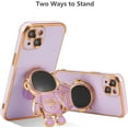 thumbnail image 3 of for iPhone 13 Case Cute 6D Astronaut Case with Stand Function Luxury Plating Case Cover Slim Fit Soft TPU Shockproof Bumper Protective Electroplated Case for Girls Boys,6.1 inch,Purple, 3 of 12