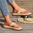 thumbnail image 6 of HNMKIU Fashion Platform Slide Sandals Summer Casual Comfort Toe Post Beach Slippers Women Soft Sole Outdoor Indoor Shoes Womens Flip Flops Beige,8.5, 6 of 8