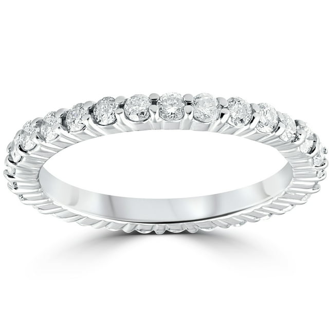 Bague de Mariage Éternité en Diamant Naturel Rond 1,00 Ct en Or Blanc 14 K pour Femme