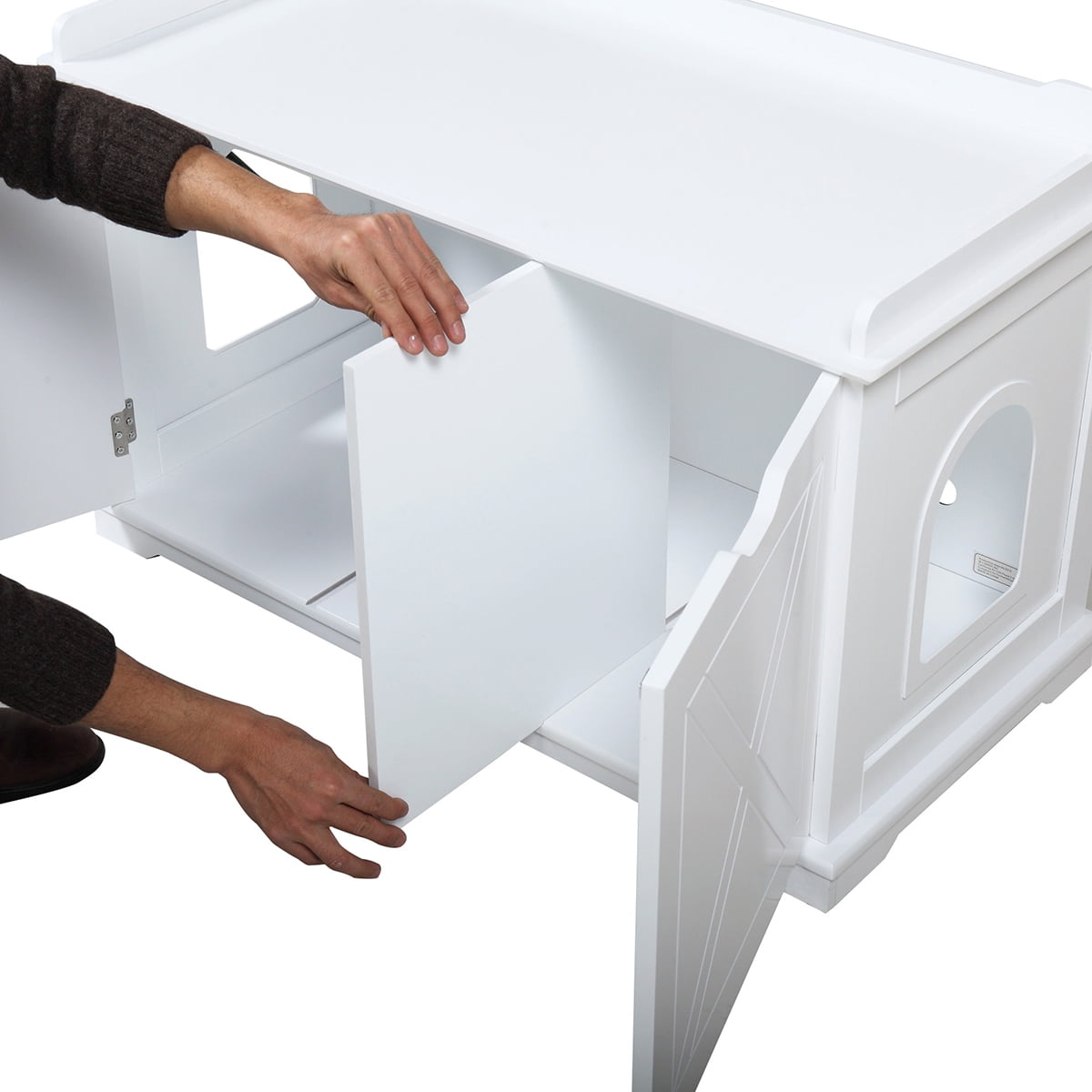 Veryke Wooden Pet Cat House Enclosure Outside Shelter Animal Cage Storage Bench Furniture Cabinet, White Veryke Wooden Pet Cat House Enclosure Outside Shelter Animal Cage Storage Bench Furniture Cabinet, White