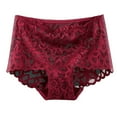 thumbnail image 2 of HongQid Women's Lace Underwear High Waist Hollow Breathable Seamless Briefs Plus Sized Panty Wine L, 2 of 3