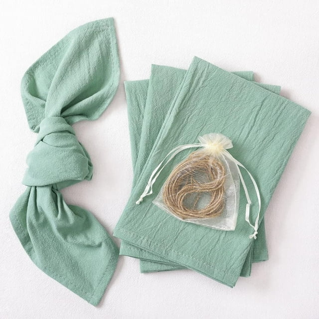 Nvzi Servilletas de tela, paquete de 4, 30 x 30 cm, servilletas de algodón verde claro para la mesa, lavables, reutilizables (no incluye cuerda de algodón).