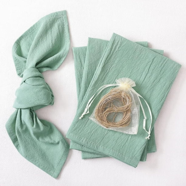 Xiao Hua Servilletas de tela, paquete de 4, 30 x 30 cm, servilletas de algodón verde claro para la mesa, lavables, reutilizables (no incluye cuerda de algodón).