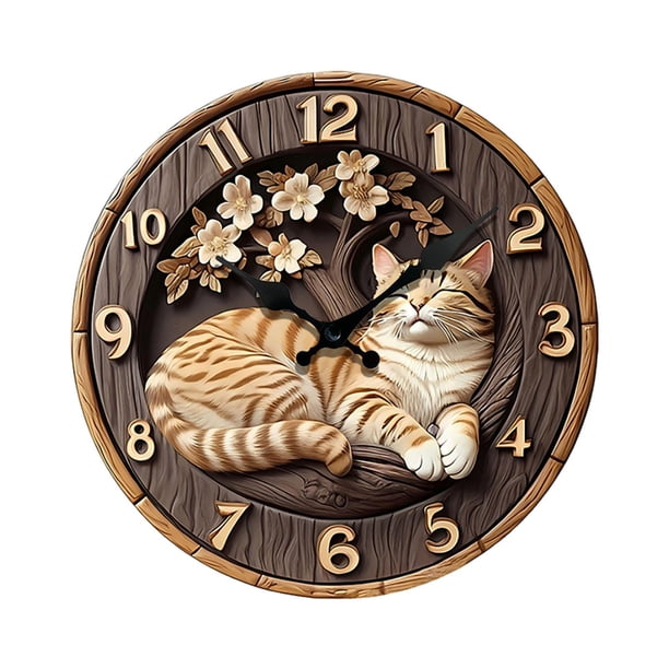 Reloj de pared de madera con movimiento silencioso y artístico para habitación infantil, sala de estar y dormitorio. 25x25x05cm