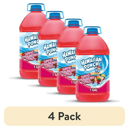 (4 pack) Hawaiian Punch Surfin' Strawberry Citrus Juice, 1 Gal, Bottle