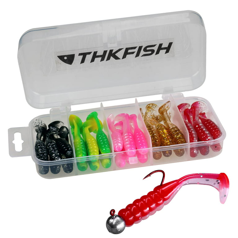 THKFISH 30Pcs Paddle Tail Swimbaits 2 INCH Bicolor Soft Plastic