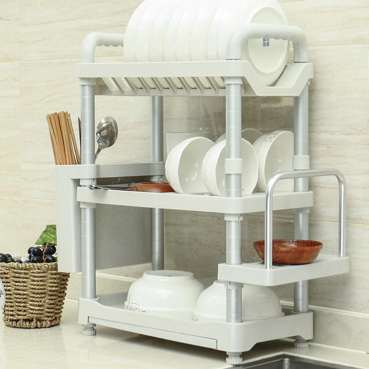 3 Tier Dish  Drying Rack  Dish  Drainer Kitchen Countertop 