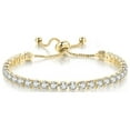 thumbnail image 2 of Paris Jewelry 18K Yellow Gold 6 Ct Created White Sapphire Round Adjustable Tennis Bracelet Woman plated, 2 of 4