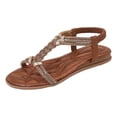 thumbnail image 2 of IUJSOY Womens T-Strap Rhinestone Gladiator Flat Sandals Summer Dressy Outdoor Beach Sandal, 2 of 9