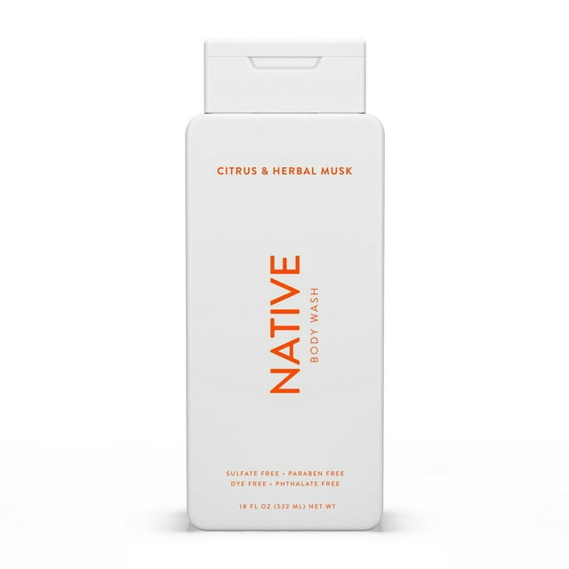 Native Natural Body Wash, Citrus & Herbal Musk, Sulfate Free, Paraben Free