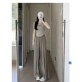 thumbnail image 1 of Pantalones de pierna ancha para chicas calientes de verano, pantalones casuales adelgazantes de cintura alta, pantalones de mujer de talla grande, pantalones de pierna recta de color sólido, 1 of 4