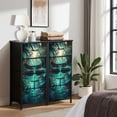 thumbnail image 6 of Dresser for Bedroom with 4 Storage Drawers Bioluminescent Dragonfly Amid Luminescent Plants Dreamy Fantasy Dressers Chest of Drawers Steel Framed Fabric Closet Organizers for Entryway Home Decor, 6 of 7