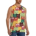 Zufioo Cute Cartoon Cat Men's Tank Top,Men's Sleeveless Muscle Shirts
