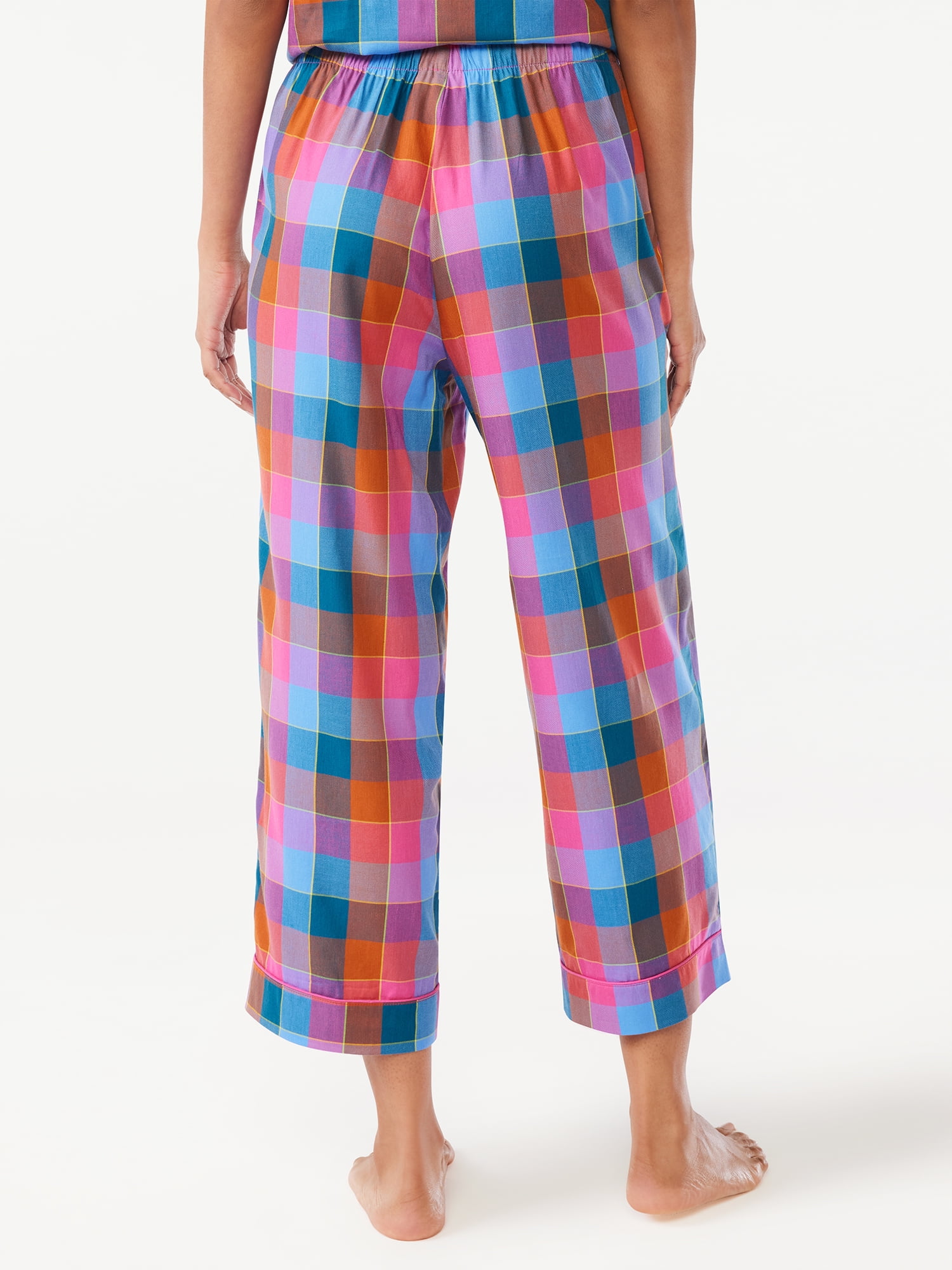 Joyspun Women's Woven Cropped Pajama Pants, Sizes S to 3X