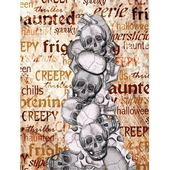 Carolines Treasures  Creepy, Haunted and Frightful with skulls Halloween Flag Canvas House Size