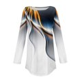 thumbnail image 5 of Jewelreauty Womens Round Neck Long Sleeve Shirts Casual Print Pullover Loose Tops Plus Size Tunic T-Shirts (XL, White), 5 of 6