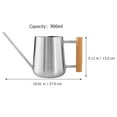 thumbnail image 5 of Watering Pot Stainless Steel Flower Kettle Gardening Metal Small European Household Wooden Handle Sprinkler 900ml Can, 5 of 6