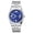 Blue, variant on Men’s Stainless Steel Fluted Bezel Watch, Water-Resistant White Patterned Dial with Date & Cyclops Lens