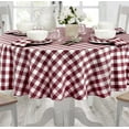 thumbnail image 2 of Home Bargains Plus Oval Fabric Tablecloth, Country Rustic Buffalo Plaid, 60 x 84 Inch, Indoor Outdoor Easy Care Dining Table Cover, Checkered Cottage Gingham, Burgundy, 2 of 3