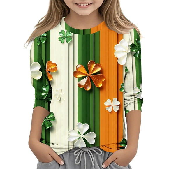 Tauxra T-Shirt pour Homme de la Saint-Patrick à Manches Longues, Col Rond, Chandail à Enfiler, Haut Décontracté Doux, T-Shirt Uni pour Homme, Couche de Base Respirante pour Tous les Jours, Tenue de la Saint-Patrick pour Homme avec Motif Amusant Iri