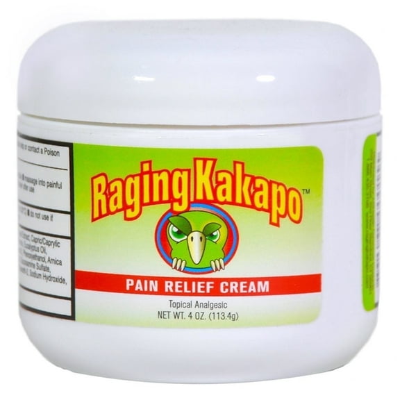 Raging Kakapo Pain Relief Cream - Sore Muscles, Joint Pain & Aches - Odor Free, Non-Greasy Pain Cream - Histamine Dihydrochloride, Capsaicin, Emu Oil, Arnica & More, 4 oz. Jar