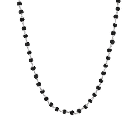 ANVIKA Necklace Chain Mala Black Rudraksha Beads Spiritual Healing Necklace, 22 in, Brass