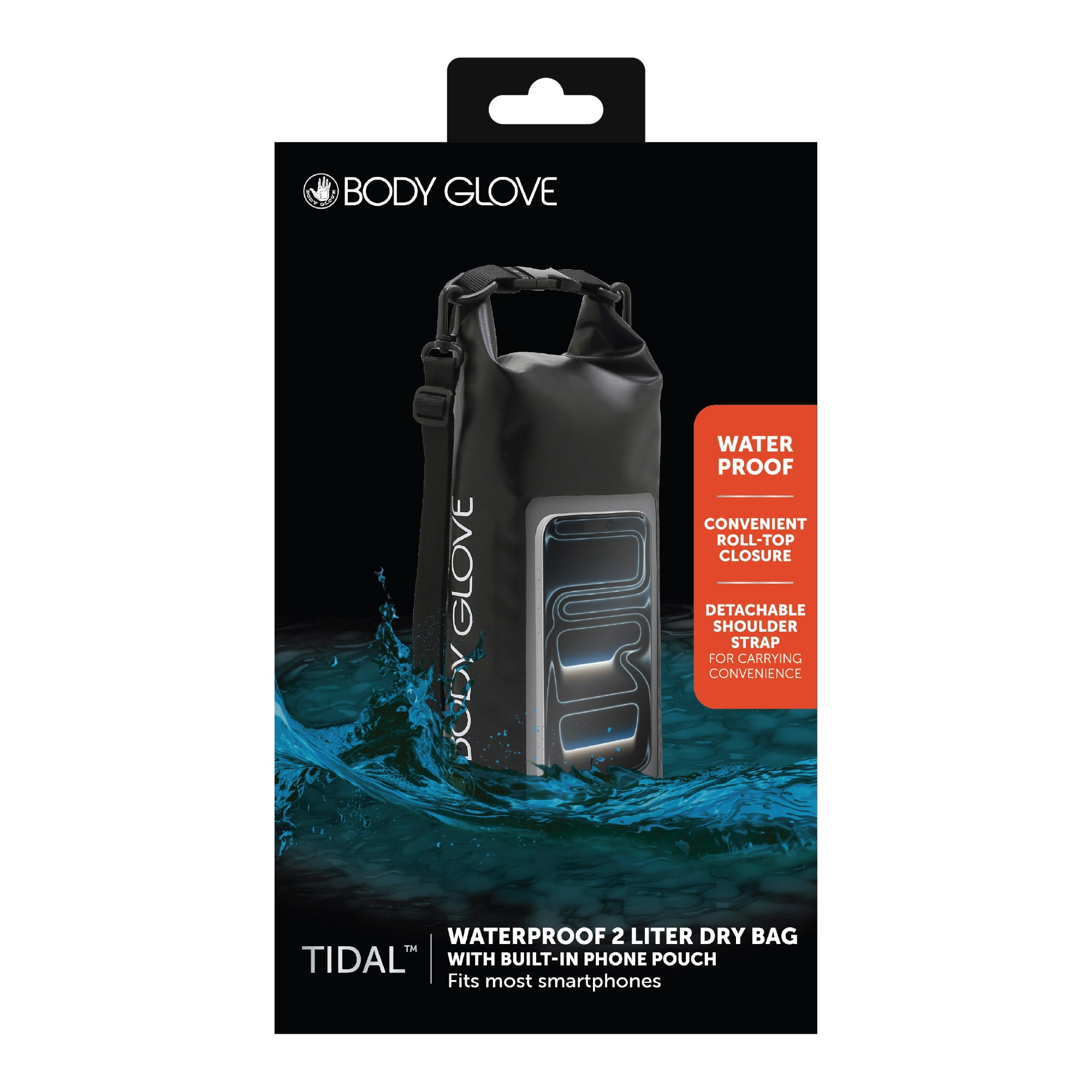 Body Glove Tidal Waterproof 2L Dry Bag - Black/Clear