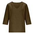thumbnail image 4 of Linen Clothes For Women，Gauze Womens Tops Daily T Shirts Lightweight Linen Blouses Gauze Shirts For Women Cotton Blouses For Women Button Down Shirts For Women Peasant Tops For Women, 4 of 5