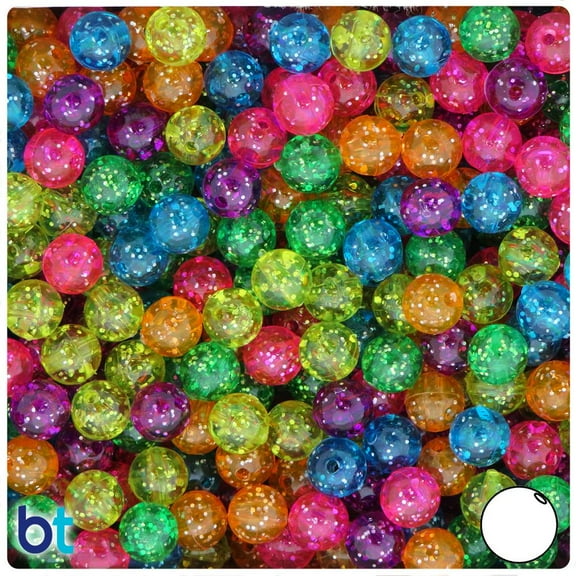 BeadTin Jelly Mix Sparkle 8mm Round Plastic Beads (300pcs)