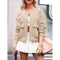 thumbnail image 4 of Chaqueta de Mujer para Otoño/Invierno, Larga, Cuello Alto, con Bolsillo Lateral. Beige XXL, 4 of 8