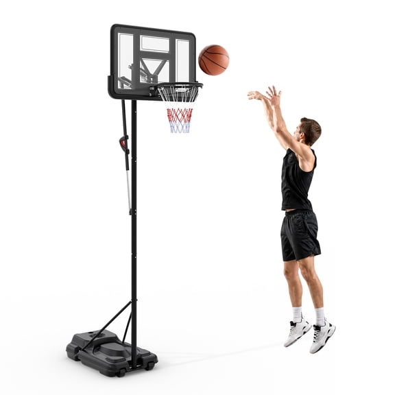 Kicctian Portable Adjustable Basketball Hoop System – 7.5-10FT Height – 44 Inch Shatterproof Backboard – Heavy-Duty Fillable Base with Wheels