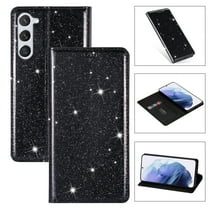 Allytech Galaxy A16 5G Wallet Case Bling Glitter Design, Slim PU Leather Cards Holder Flip Stand Cover for Girls Women Shockproof Wallet Case for Samsung Galaxy A16 5G - Black