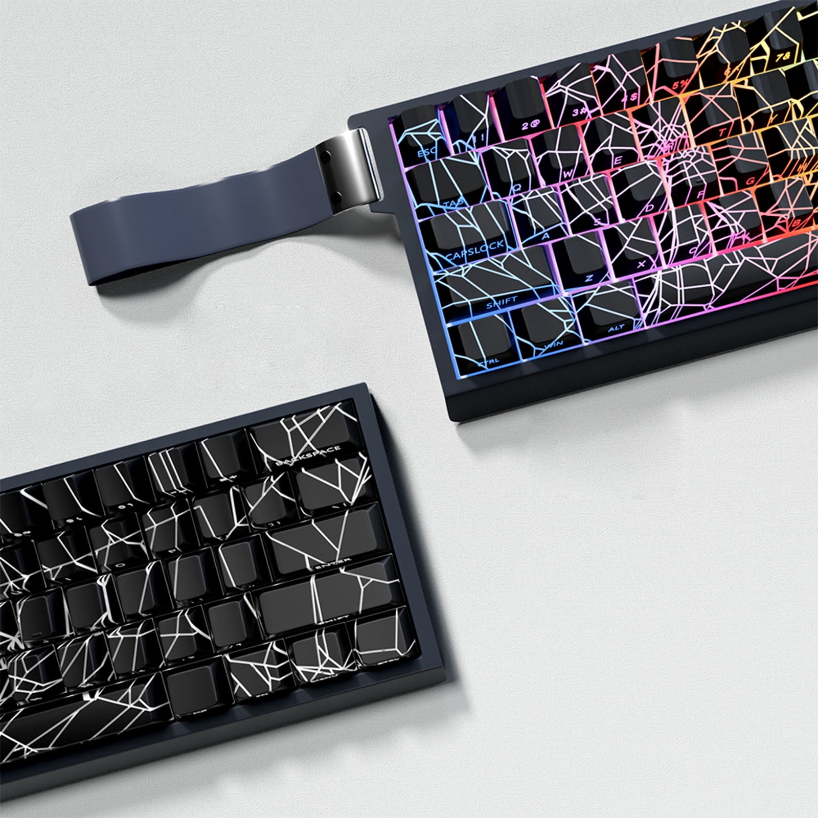 Elegant Translucents Side Print Backlit Keycap 64/74Pcs Spiders Web Comfort Original Height for Mechanical Keyboards