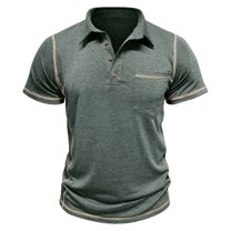 Men's Casual Polo Shirts Classic Short Sleeve Button Tees Basic Golf Shirt Cotton Top with Pocket
