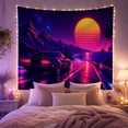 thumbnail image 2 of Neon Sports Car on Coastal Road with Mountains, Nostalgic Retro-Futuristic Poster for Men, Vaporwave Scene Wall Art Decor, Birthday Gift, Tapestry Wall Hanging for Dorm Room and Bedroom, 2 of 7