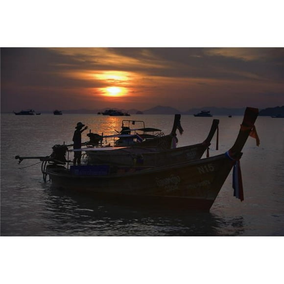 Posterazzi DPI1854879LARGE Boats At Sunset Krabi Thailand Poster Print, Large - 38 x 24