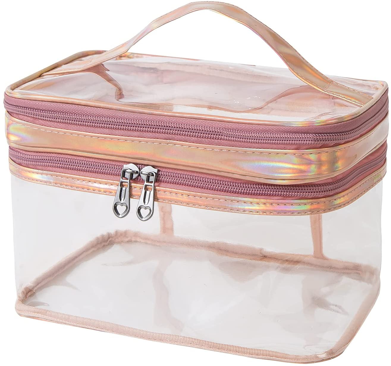 Stripe Cosmetic Bag Waterproof Two-Tiered Women Travel Bag