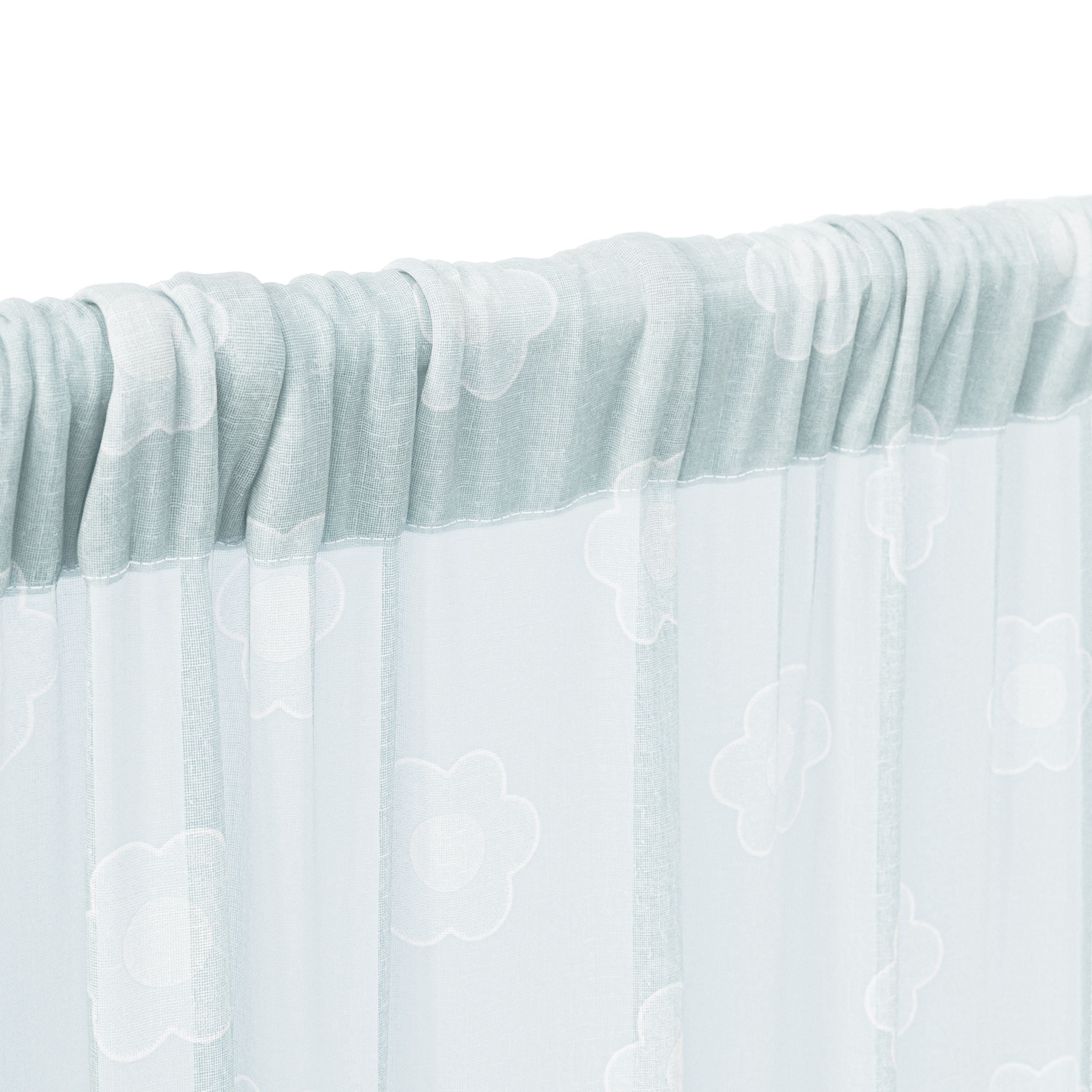 Mainstays Kids Aqua Blue Daisy Sheer Single Panel Curtain, 38" W x 95" L