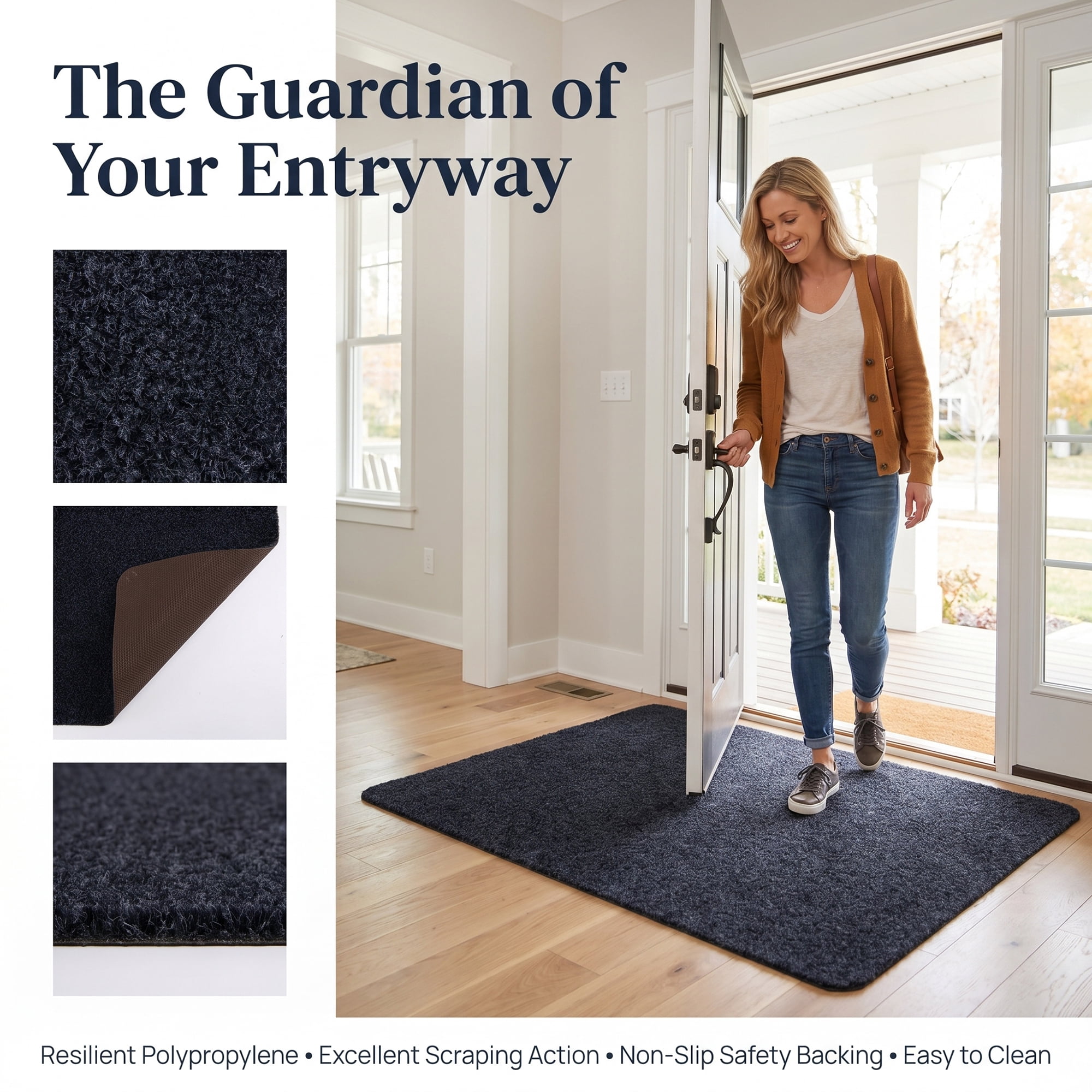 Unique Bargains Outdoor Doormat Waterproof Non-Slip Scraper Mat Dark Gray 32" x 20"